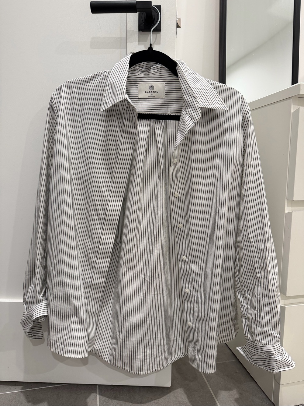 Babaton / Aritzia White and Black Stripe Button-Up Shirt